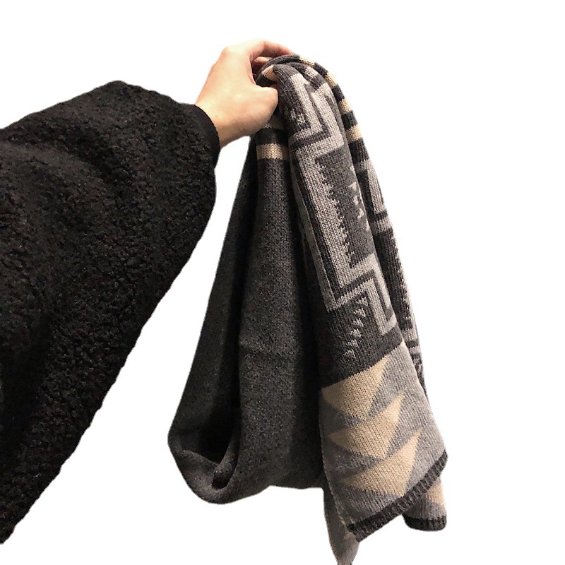 Scarf Men's Winter Scarf 2021 New Thickened Warm Young People Student Teenager Plaid All-match Trendy Men