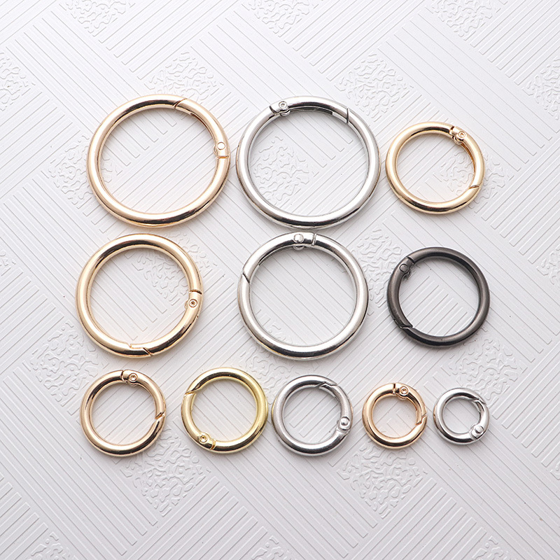 Spring ring buckle alloy press opening ring car key ring plush women's bag hanging buckle jewelry diy accessories