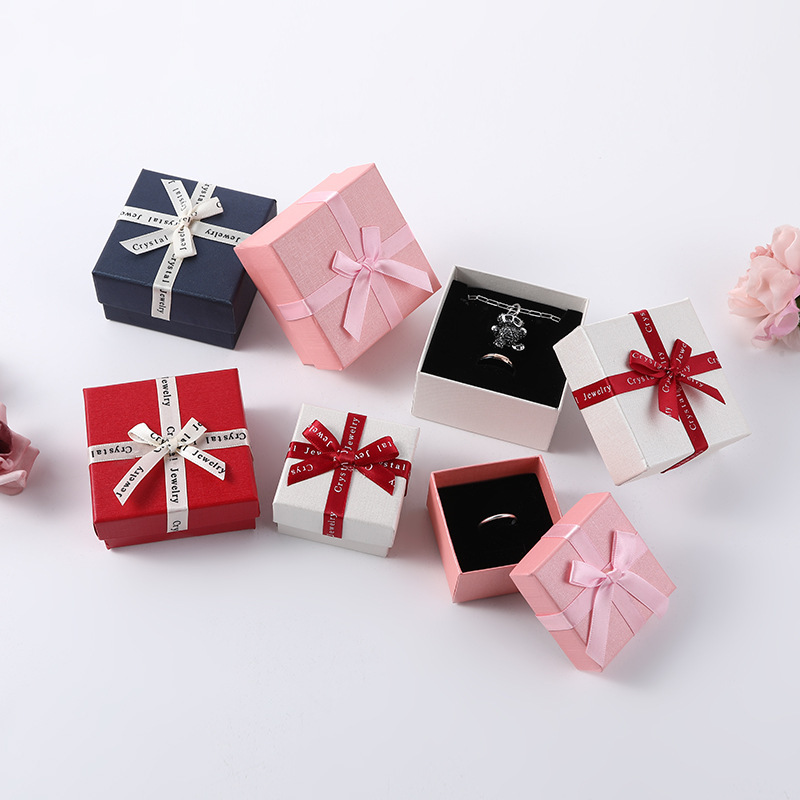 English letters bow ribbon lid gift box Jewelry necklace jewelry box birthday gift gift box
