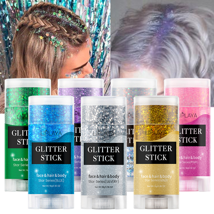 Flash stick tri-color phantom eye shadow convenient carrying body hair sequin cream GLITTER STICK