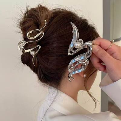 Advanced Sense Oversized Metal Grab Clip Simple Temperament Three-Dimensional Bow Hairpin Back Head Disc Hairpin Shark Clip