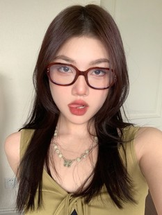 Retro American red European and American Square round face leopard print hawksbill square thick frame plain glasses frame myopia glasses for women