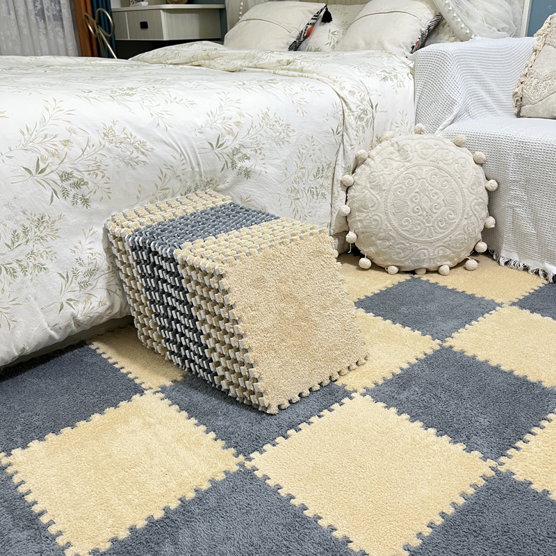 Room plush carpet bedroom full foam stitching floor mat living room soundproof large area bedside blanket household mat