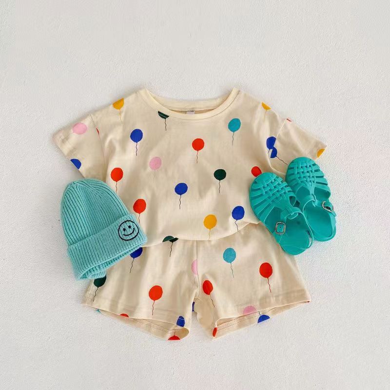 Ice Silk Fabric Baby's suit Wide Pine Summer Short-sleeved Shorts Children's Pajamas Cold Home Clothes Air-conditioning Clothes for Boys and Girls