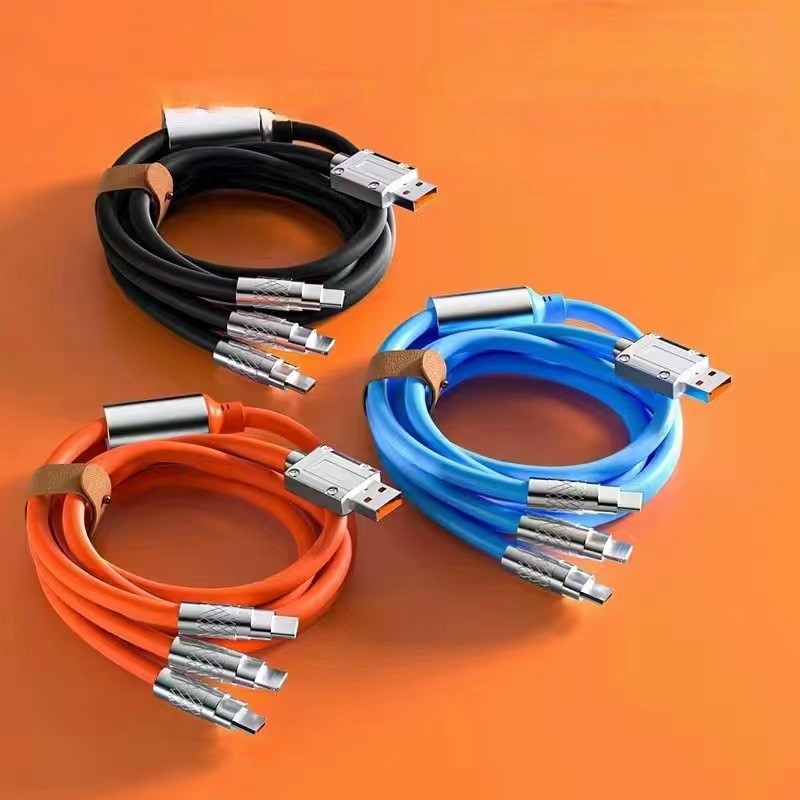 One to three 1.2 meters zinc alloy silicone data line wholesale car travel portable charging line color charging line U