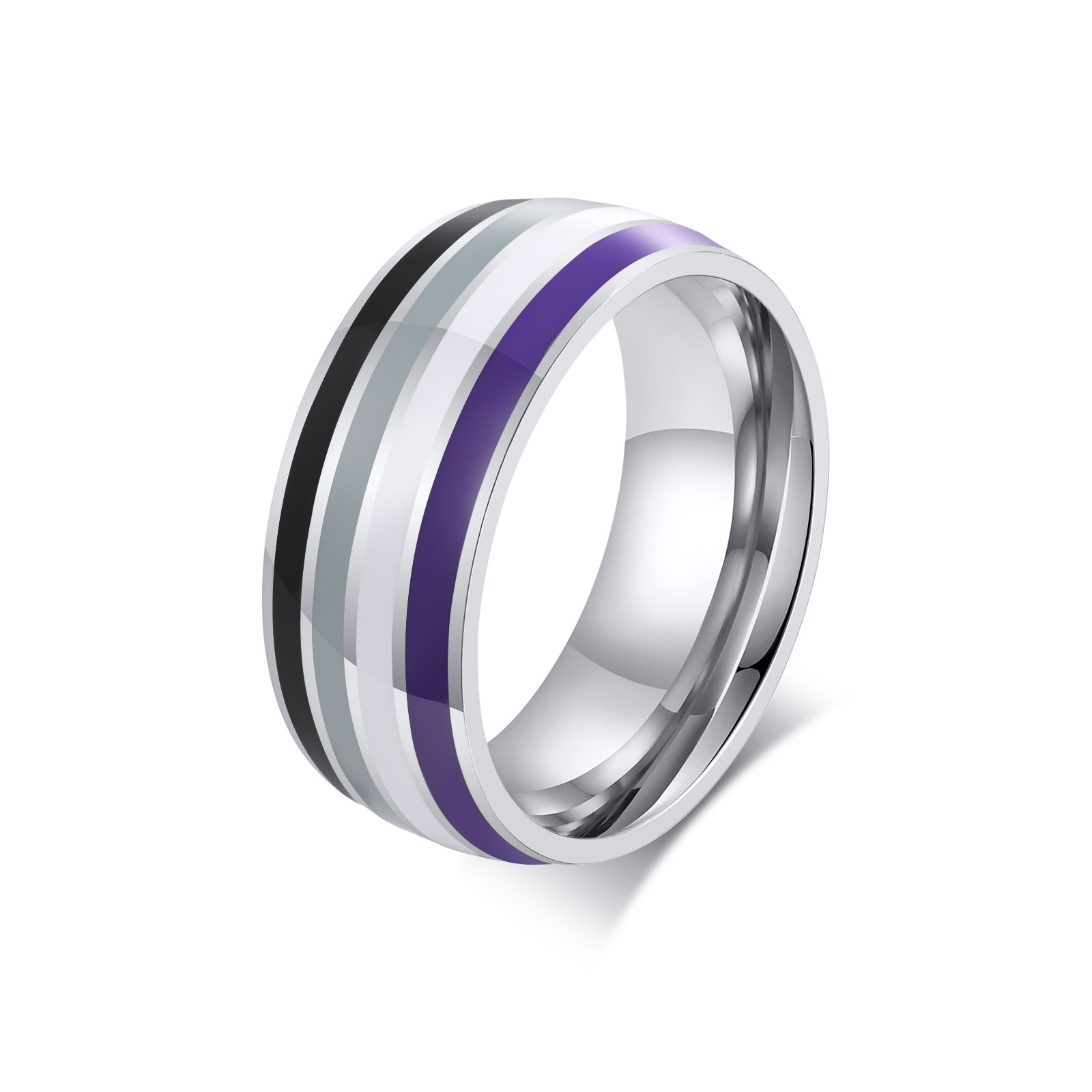 Spring Creek Water Jewelry Ring Rainbow 8mm Color Flag Ring Foreign Trade Jewelry Wholesale Rainbow Color PR-033