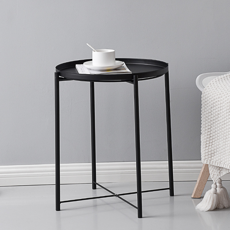 Ins small coffee table simple tray table metal coffee table iron tea table sofa bedside small round table mini corner edge