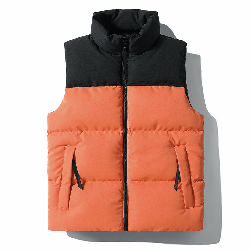 2022 autumn and winter new men's vest simple casual vest color matching stand collar solid color waistcoat thickened coat fashion