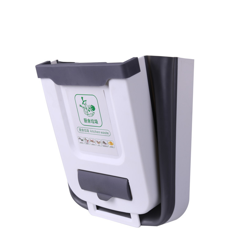 Kitchen trash can wall-mounted trash can folding large capacity household cabinet door storage bucket car bucket wholesale