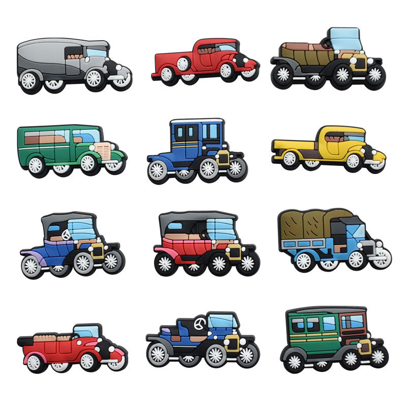 Car series cars hole shoes shoes flower boys beach shoes DIY decorative buckle PVC soft rubber shoe buckle cross-border e-commerce