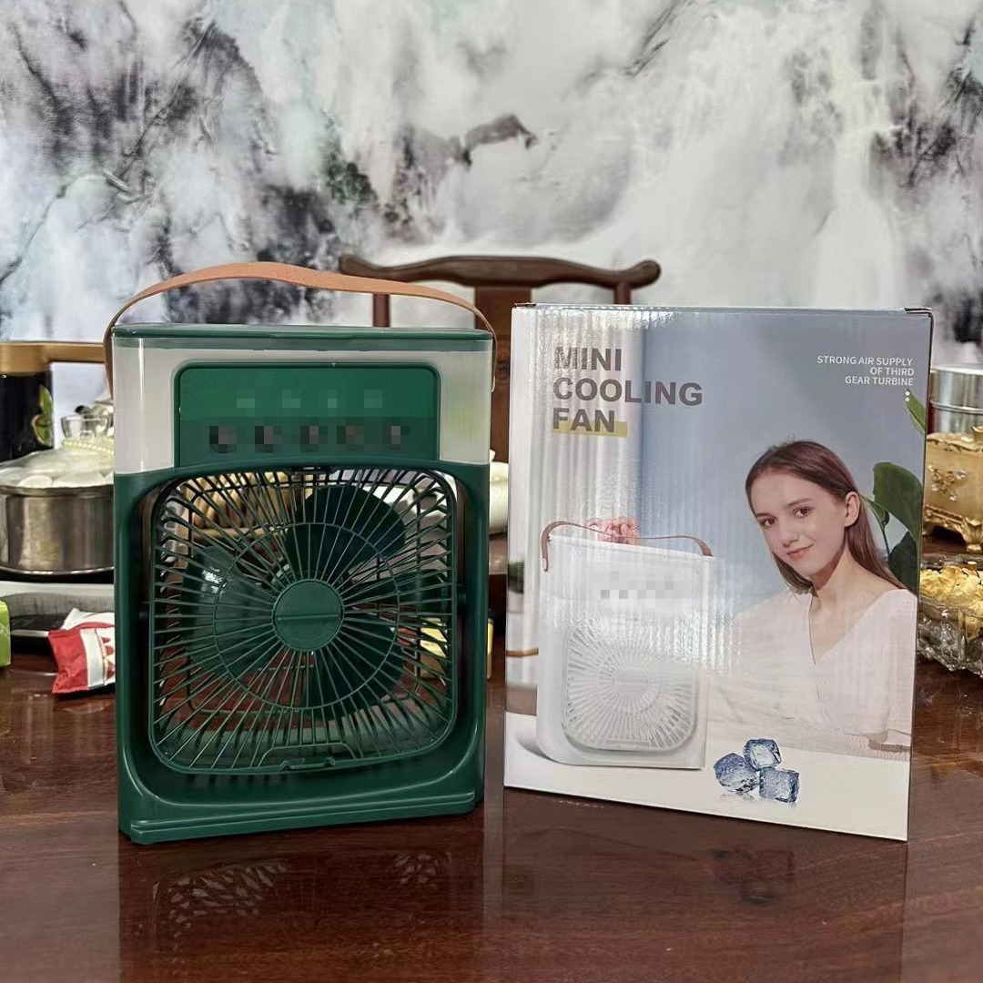 Five-hole mini desktop fan humidification spray refrigeration air conditioning fan dormitory air cooler USB electric fan cross-border