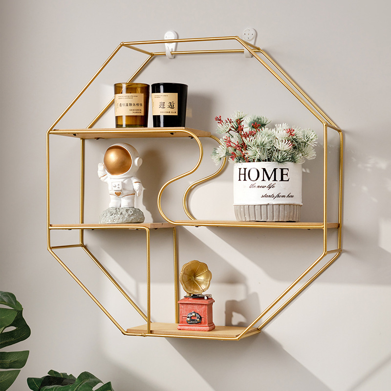 Nordic ins Restaurant Wall Wall Decoration Pendant Wall Decoration Living Room Wall Wrought Iron Storage Rack Wall Hanging Creative Rack