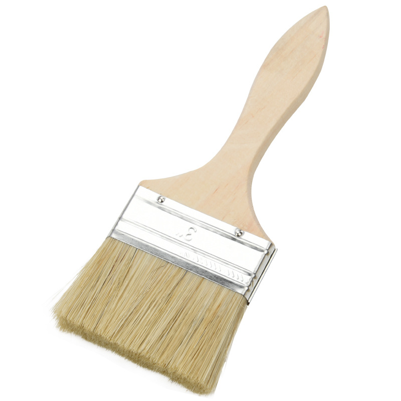 Factory in stock pig hair brush paint brush wooden handle brush hardware tools wholesale industrial waterproof household barbecue