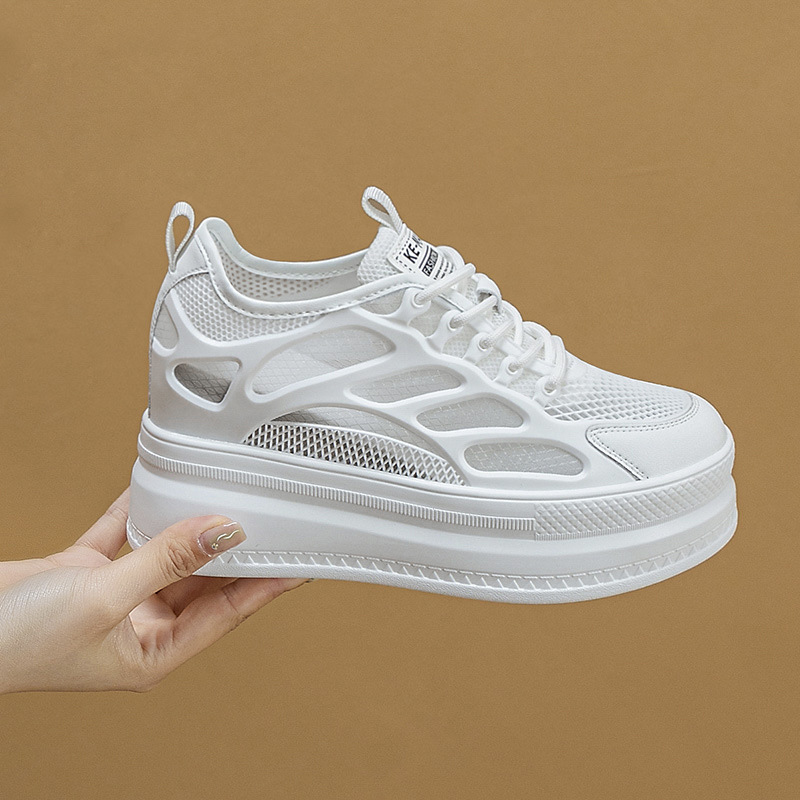 2025 Women's Shoes New Style Platform Mesh Sports Casual Shoes Explosive Internet Celebrous Breathable Trendy White Shoes Sandals