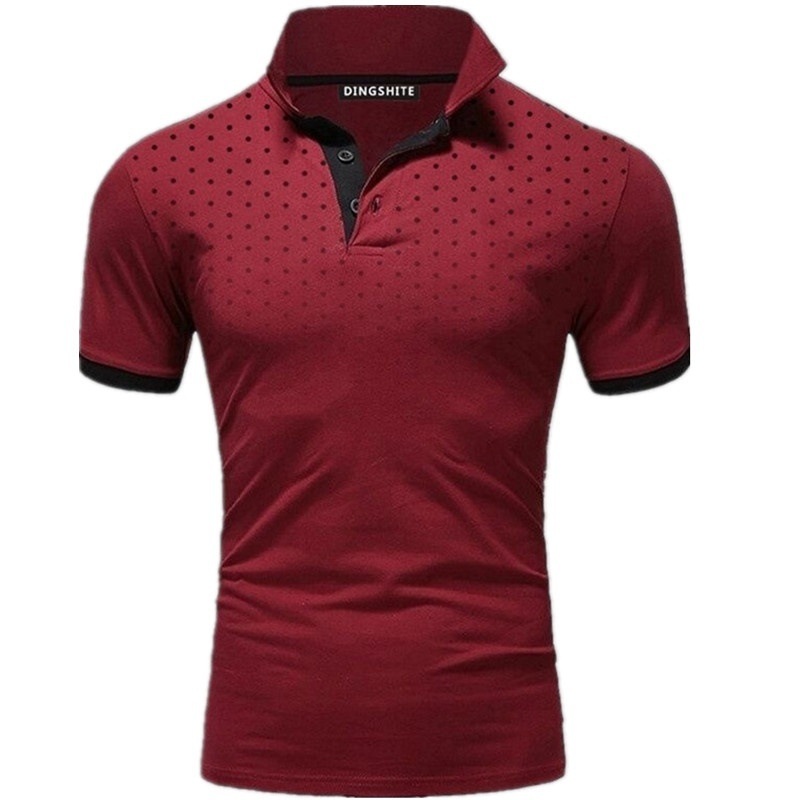 2021 Summer New European and American Men's Short-sleeved T-shirt Polka Dot Printed Polo Shirt
