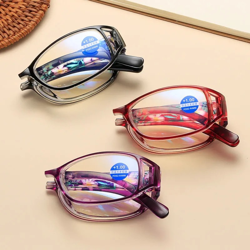 Anti-Blue Light Foldable Presbyoscopic Glasses Women's High-Definition Ultra-Light Fashionable Portable Anti-Blue Light Presbyoscopic Glasses for the Elderly