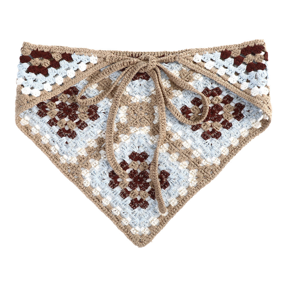 European and American Cross-border New Creative Fruit Triangle Scarf Taiji Crochet Woven Cotton Strawberry Strap Headscarf Headband Women