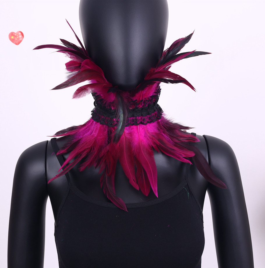 Manufacturer in stock Halloween Gothic style lace feather scarf shawl masquerade costume decorations
