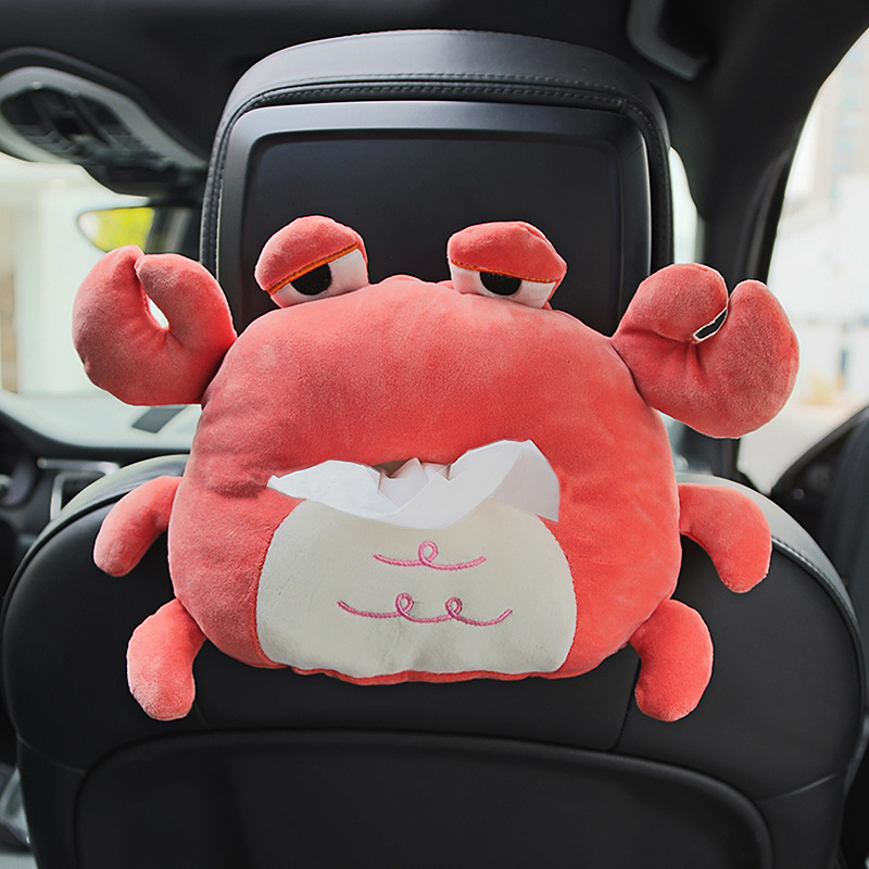 Car Tissue Box Car Armrest Box Paper Box Car Interior Decoration Hanging Creative Cute Cartoon Plush Paper Box