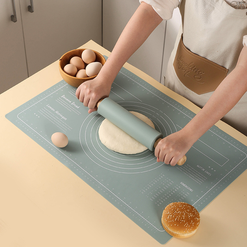 New Silicone kneading mat household thickened dough cutting board plastic food grade baking rolling pin and dough mat