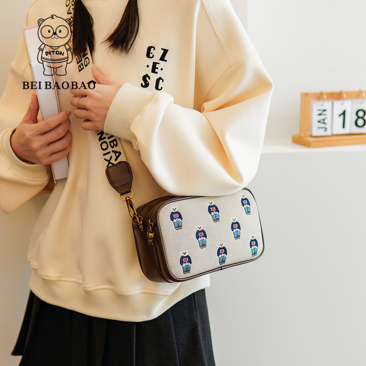 North Bag Source Factory Bag Women's Cartoon Women's Canvas Bag 2025 Casual Shoulder Crossbody Bag