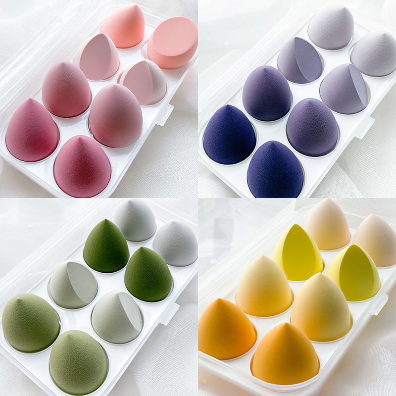 Egg Box Eight-Pig suit Powder Puff Non-Latex Powder Puff Beauty Makeup Egg Makeup Egg Gourd Water Drops Slant Cut Powder Puff