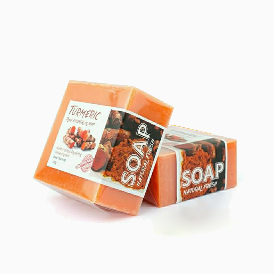 Cross-border foreign trade hot sale small batch turmeric soap essential oil soap handmade soap Refreshing Cleansing turmeric soap English ginger soap
