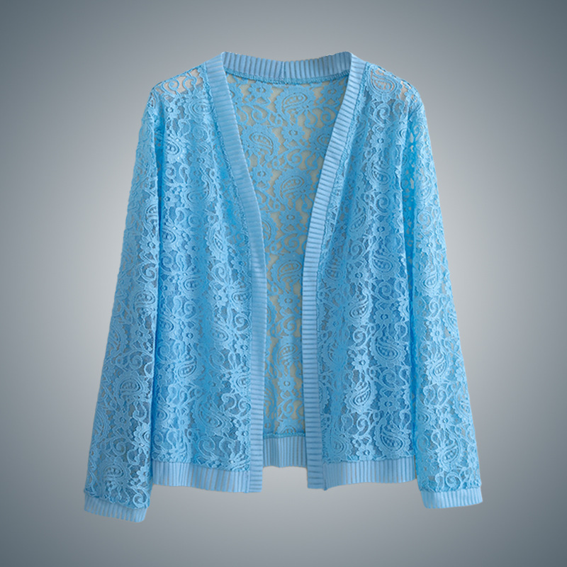 Fu Daiyi 19304 Cashew Flower Lace Hollow Fashion Cardigan Breathable Outer