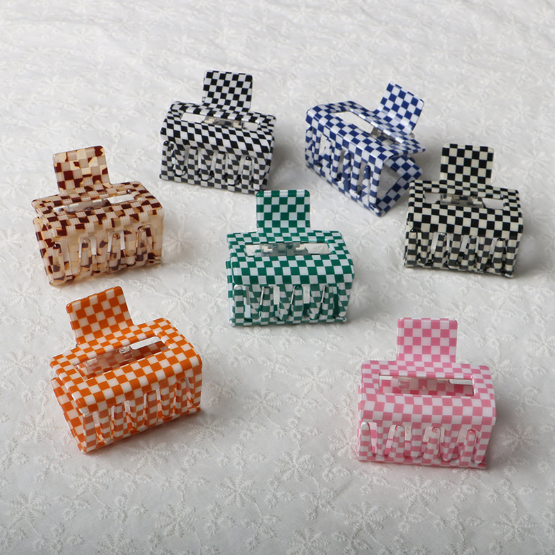 Factory Direct selling popular Plaid clip Net red hair claw shark hair comb houndstooth acetate hairpin