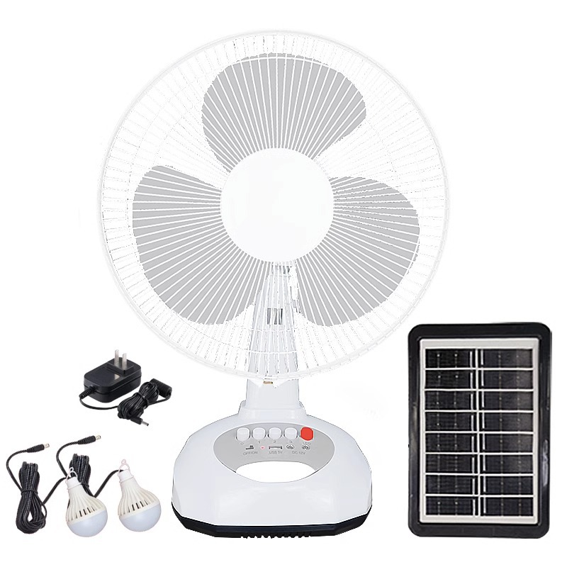 12-inch solar charging fan desktop Southeast Asia hot-selling AC/DC DC LED light SUB cross-border fan