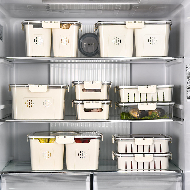 PET New Fresh-keeping Box Refrigerator Storage Box Plastic Thickened Freezing Drain Fresh-keeping Box Special for Refrigerator