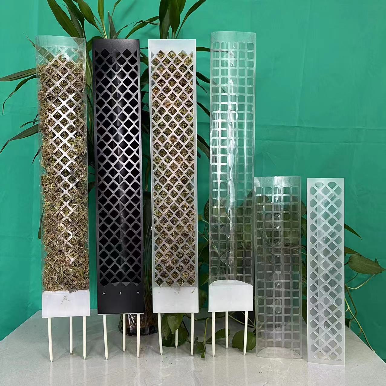 新款30*12cm塑料綠植盆景水苔柱爬藤植物枝條連接卡扣多款地插