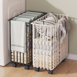 Laundry Basket Household Dirty Clothes Basket with Wheel Movable Bathroom Dirty Clothes Storage Basket Bathroom Artifact