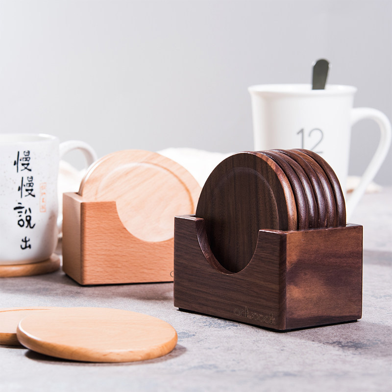 Black Walnut Simple Coaster Japanese-style Heat Insulation Mat Household Solid Wood Coaster Desktop Heat Insulation Mat Wooden Household Tea Mat