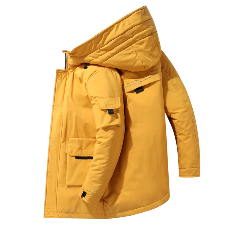 Live Daifa Winter Thickened Men's Down Jacket Medium and Long School Uniform Casual Large Tooling Warm Jacket for Teenagers
