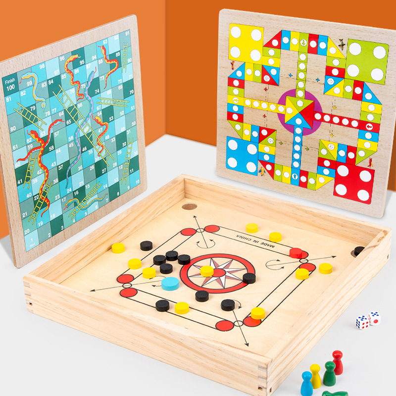 Children's wooden flying chess Snake Chess checkers multi-functional one-in-one desktop student adult educational game chess