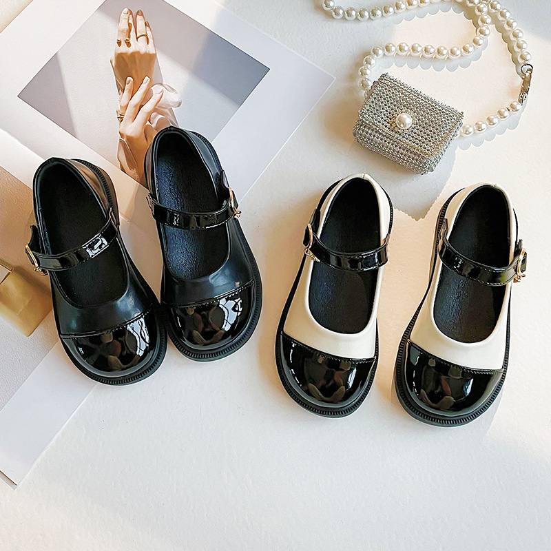 Girls' Leather shoes 2024 Spring and Autumn new children's black princess shoes British style children's girls' shoes wholesale