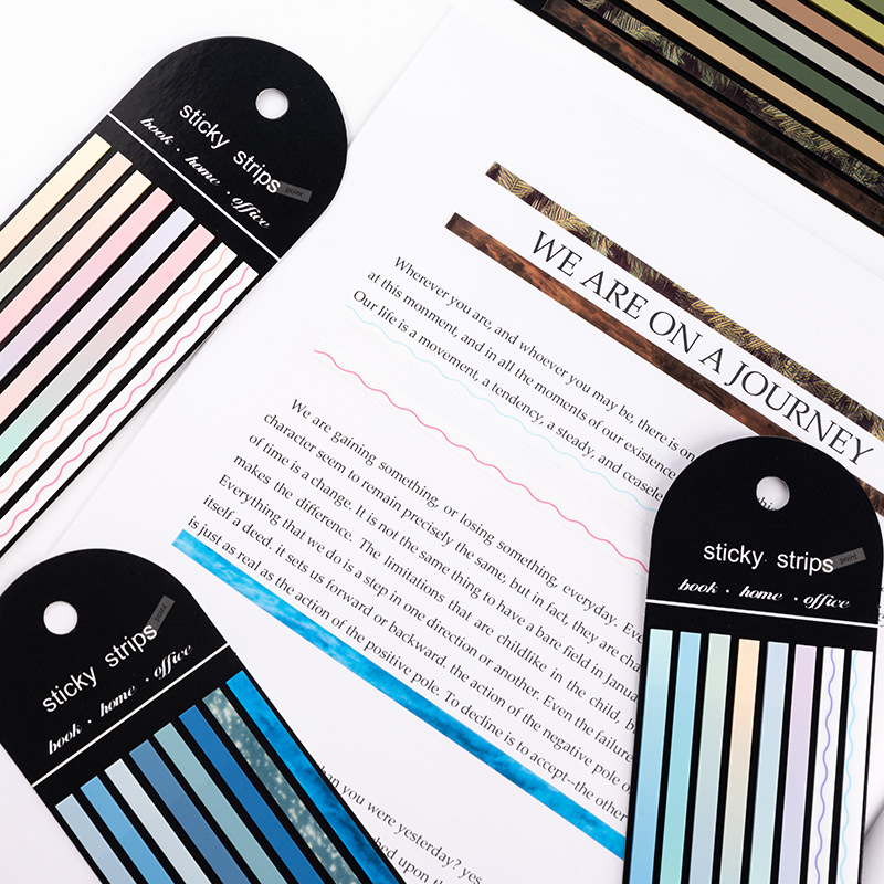 PET Extremely Thin Strip Solid Color Index Notes Post-it Notes Macaron Series Students Draw Key Points N-Times Sticking Fluorescent Notes