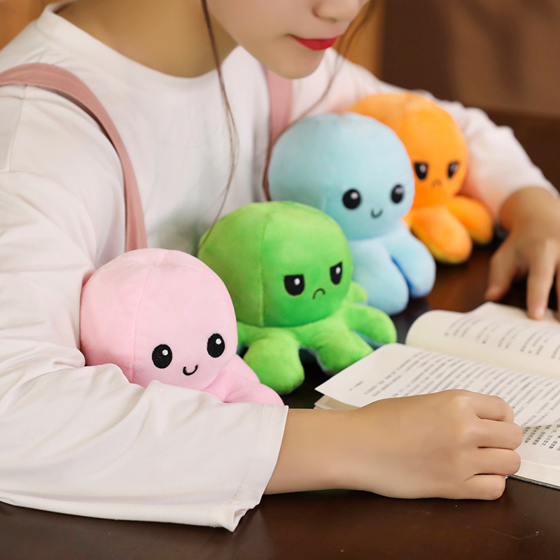 Cute flip octopus doll double-sided expression flip octopus doll plush toys wholesale LOGO