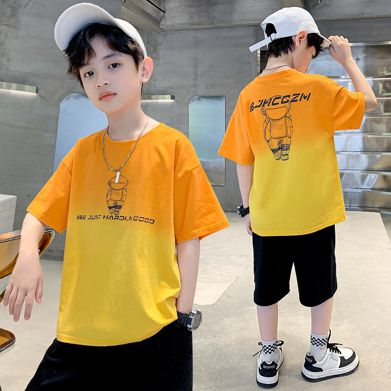 Cotton children's clothing boys' summer short-sleeved T-shirt Korean style loose comfortable new children's summer big children fashionable wholesale