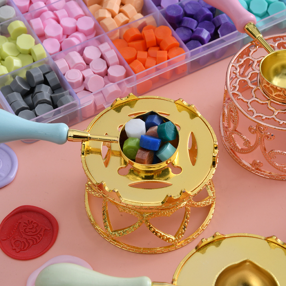 Fire Paint Seal Full Set Wholesale Retro Solid Wood Macaron Color Fire Paint Set Spoon Accessories Tools Fire Paint Furnace