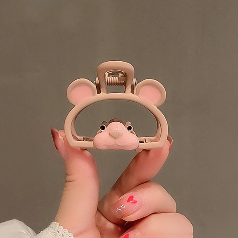 Korean-style temperament hair clip pink bear back clip for women 2021 new trending hair accessory Instagram trendy cute
