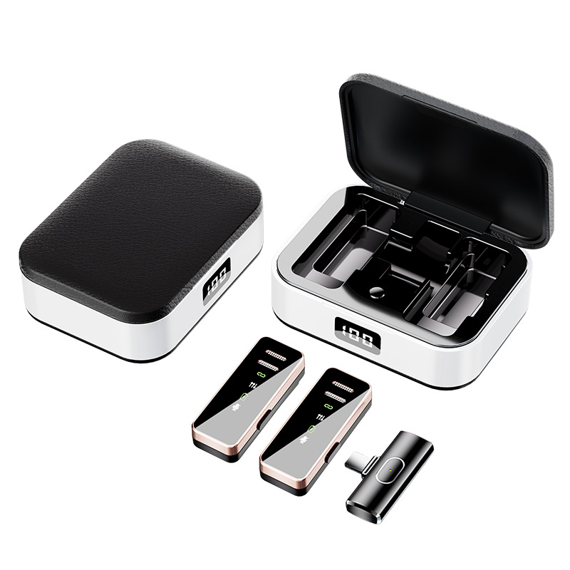 Cross-Border Wireless collar clip microphone charging warehouse trembles live online lesson 2.4g Noise reduction monitor collar clip microphone