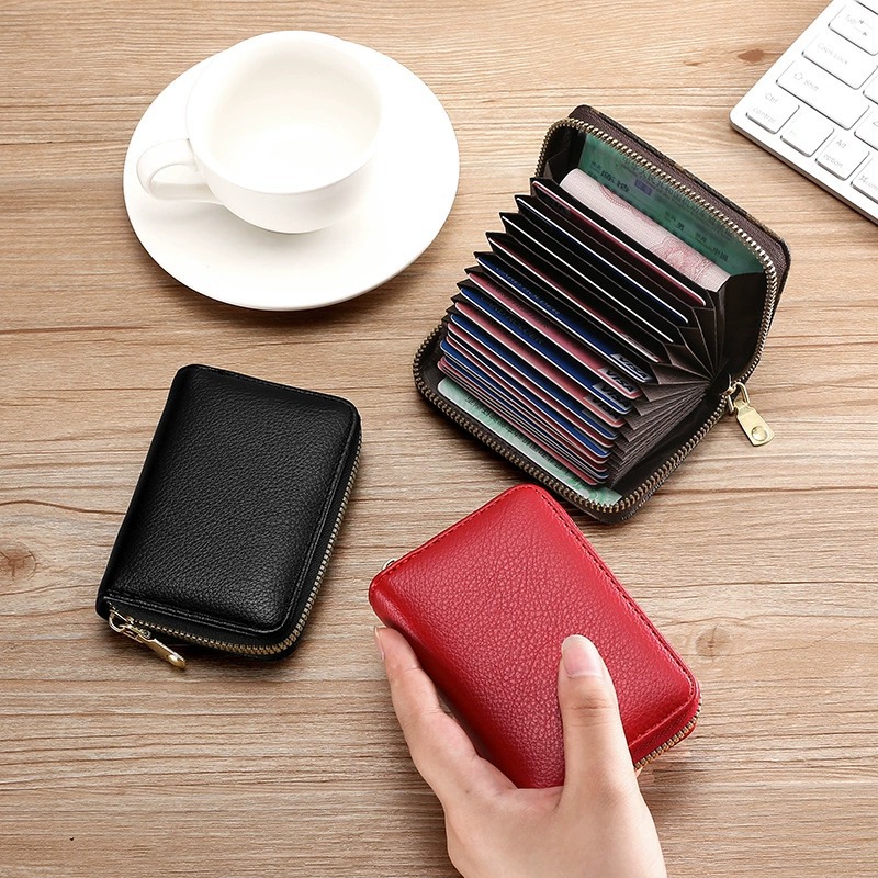 Anti-degaussing Card Holder for Men and Women Zipper Multi-card Bank Card Holder Large Capacity Small Driver's License Card Holder Wallet