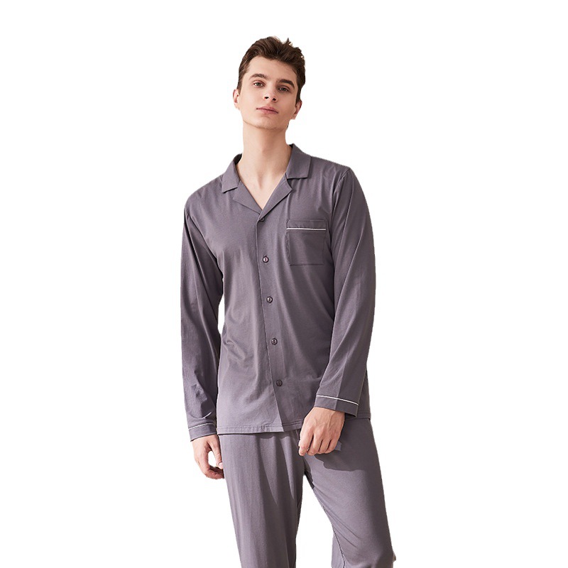 Solid Color Modal Men's and Women's Home Clothes Spring and Autumn Long Sleeve Couple's Pajamas Women's Autumn Pajamas Men's suit