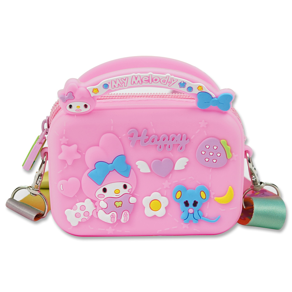 Popular in stock Sanrio meilti silicone cute children's coin purse storage messenger bag
