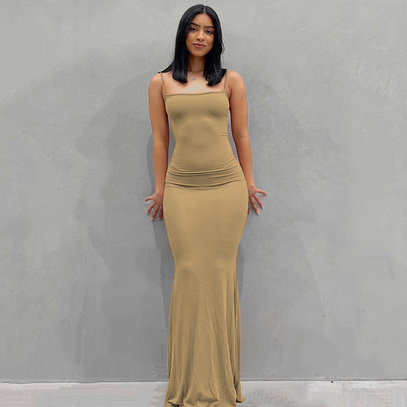 European and American Foreign Trade Women's 2022 Kardashian skims Dress Casual Slim-fit Sling Home Dress