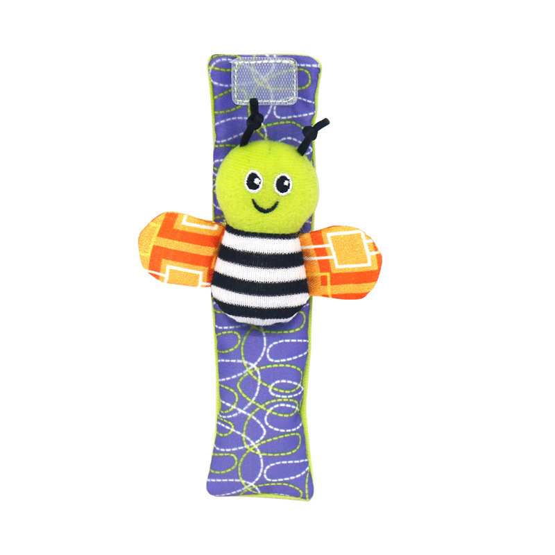 Amazon baby soothing rattle plush early education toy insect wrist bell rattle socks factory wholesale