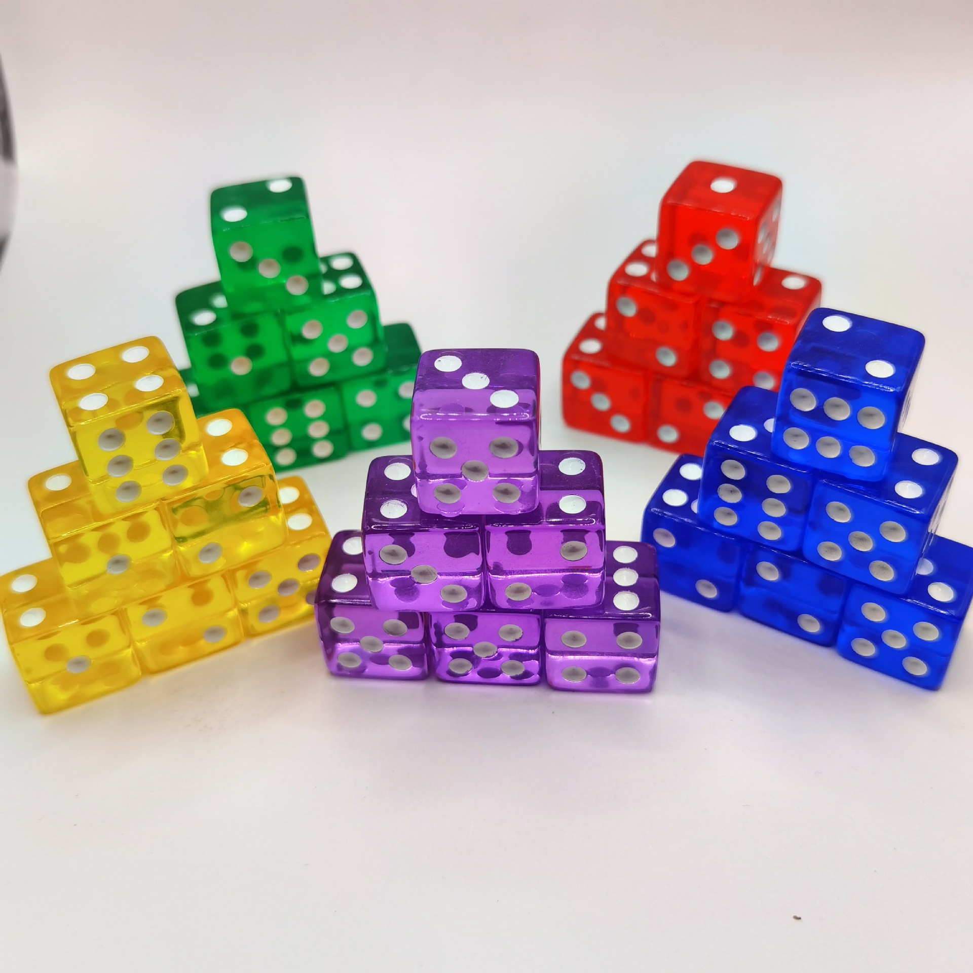 Spot 16mm square angle transparent color dice right angle acrylic points sieve boxed mixed color transparent color