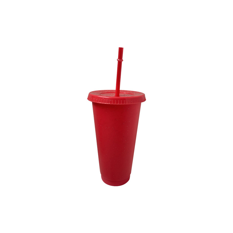 メーカー直供ファッション虹ストローフラッシュカップpp材質大容量プラスチックストローカップ蓋付き|undefined